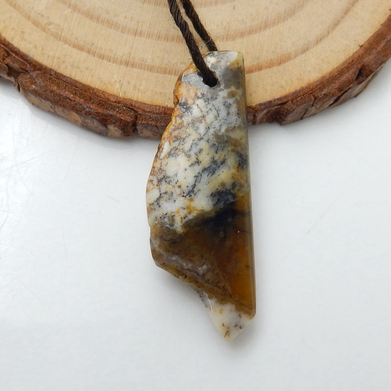 Nugget Arborization Opal Gemstone Pendant, Natural Stone Jewelry, 32x12x4mm, 2.8g - MyGemGarden