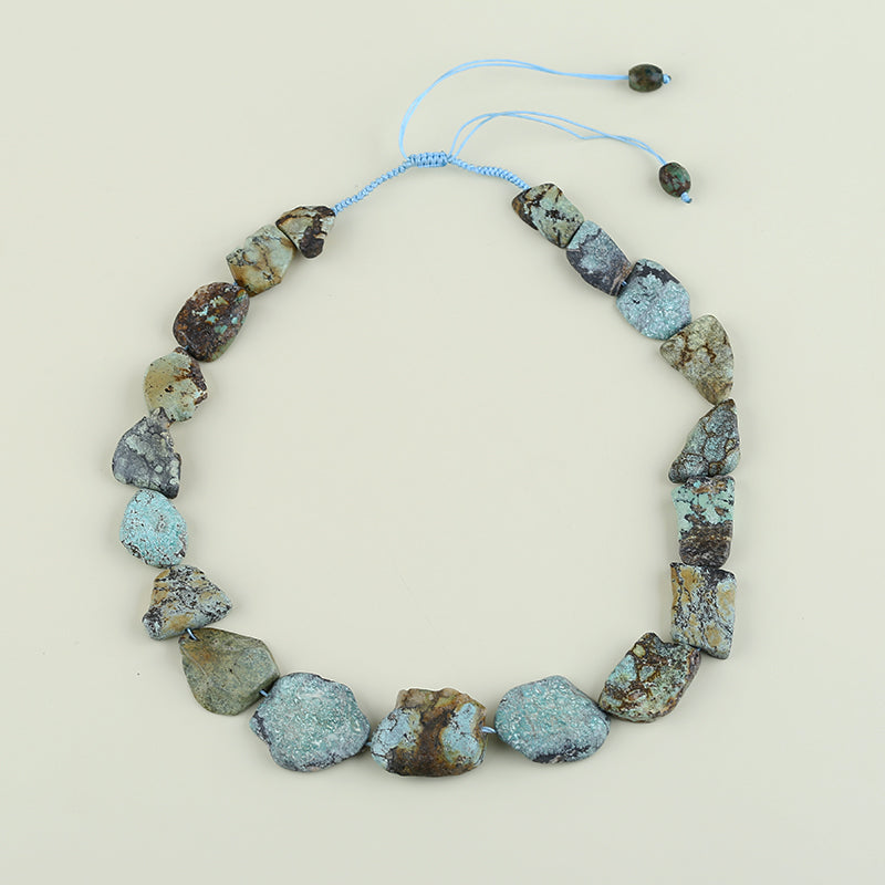 Natural Turquoise Necklace, Turquoise Bead Strands Handmade Gemstones, Adjustable Necklace, 1 Strand, 20-26 inch, 88.8g