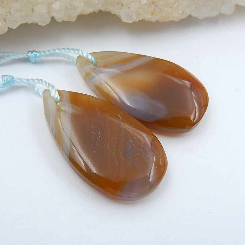 Natural Agate Teadrop Earrings Pair, stone for Earrings making, 26x14x5mm, 6.1g - MyGemGarden
