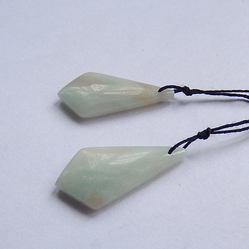 Natural Amazonite Drilled Earrings Pair,32x17x4mm,5.8g - MyGemGarden