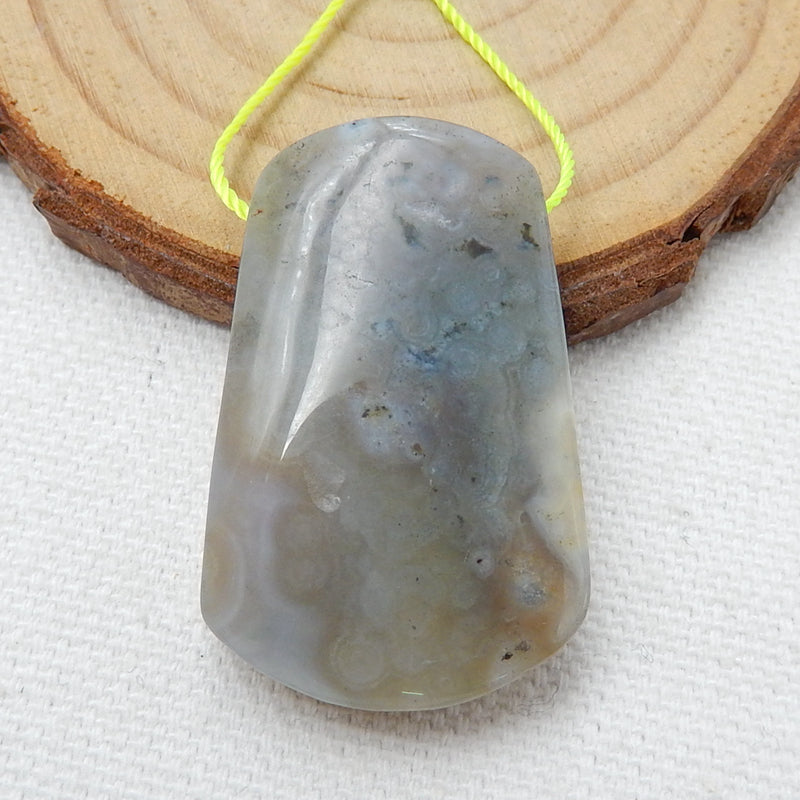 Natural Ocean Jasper Drilled Pendant Bead, 35x23x9mm, 12.4g - MyGemGarden