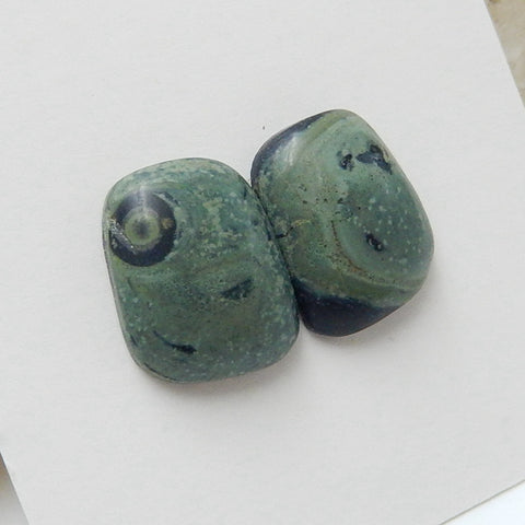 Natural Ocean Kambaba Gemstone Cabochon Pair, 13x10x4mm, 2.4g - MyGemGarden