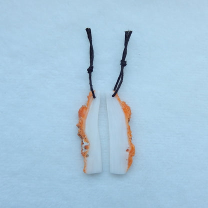 Natural Orange Shell Earrings Pair 40x12x3mm,5.7g - MyGemGarden