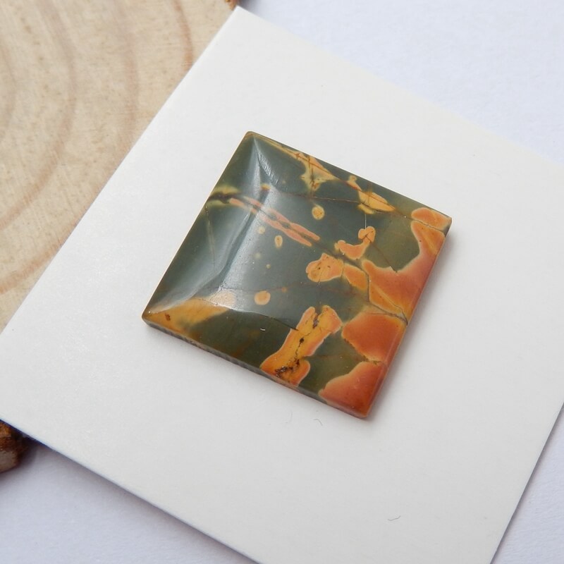 Natural Multi-Color Picasso jasper Rectangle Gemstone Cabochon, 18x17x4mm, 2.4g - MyGemGarden