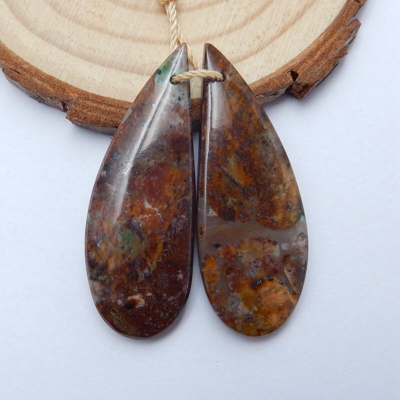 Natural Green Opal Earrings Pair, stone for Earrings making, 39x15x5mm, 8.6g - MyGemGarden