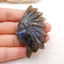 Vintage Hand Carved Labradorite Gemstone Indian Head Pendant , 61x37x8mm, 20.1g - MyGemGarden