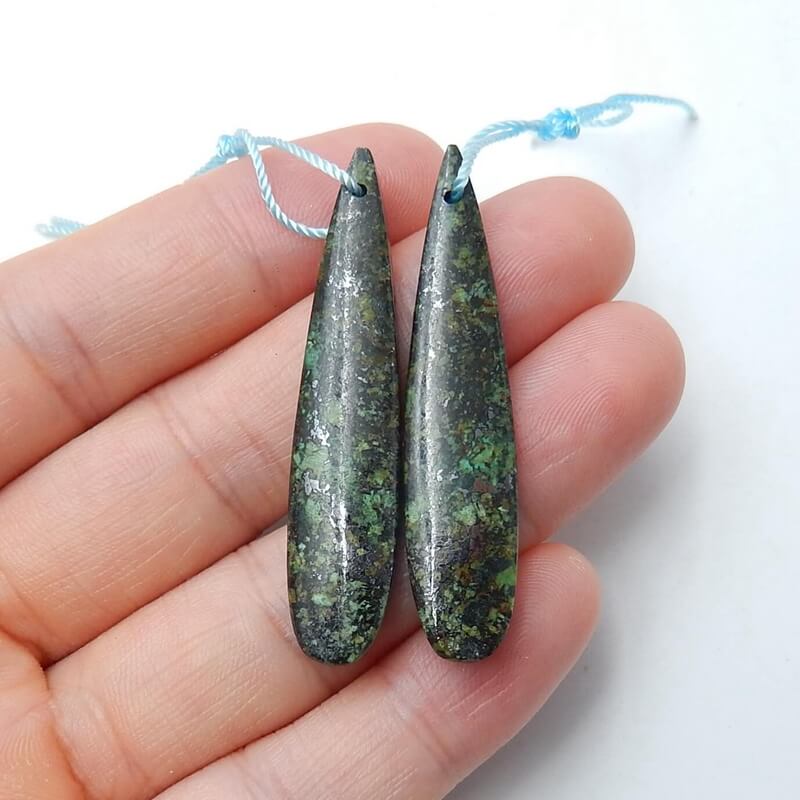 Natural African Turquoise Teardrop Earrings Pair, stone for Earrings making, 44x10x4mm, 6.1g - MyGemGarden