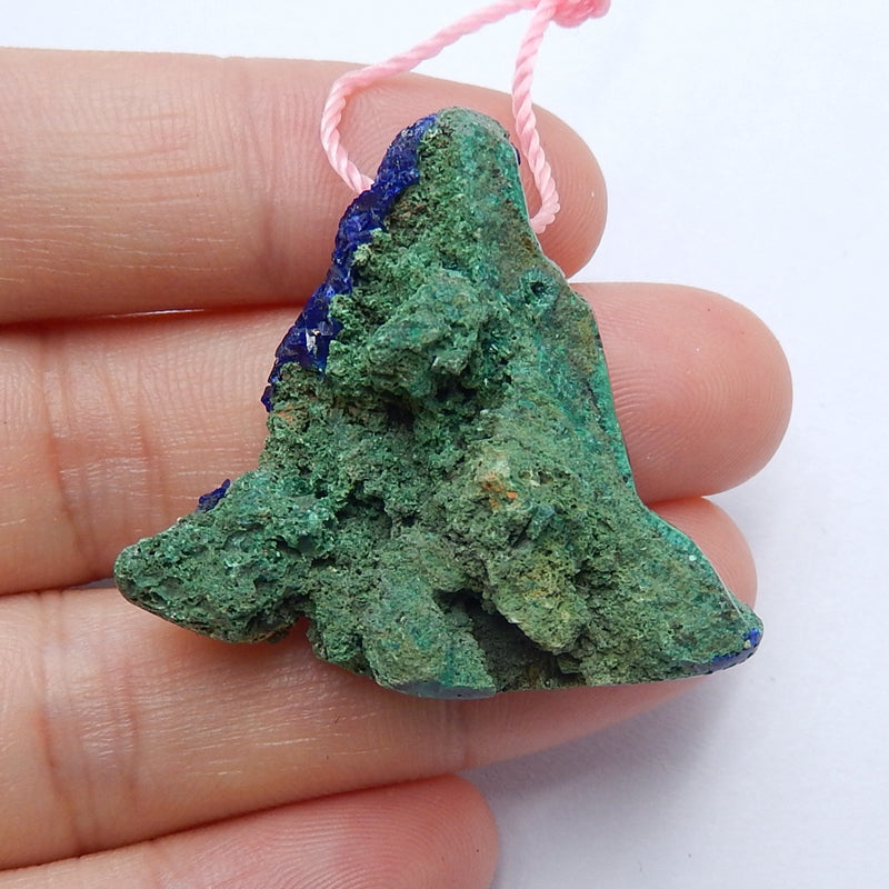 Nugget Blue Azurite Gemstone Pendant Bead, Natural Stone, 36x32x12mm, 13.6g - MyGemGarden