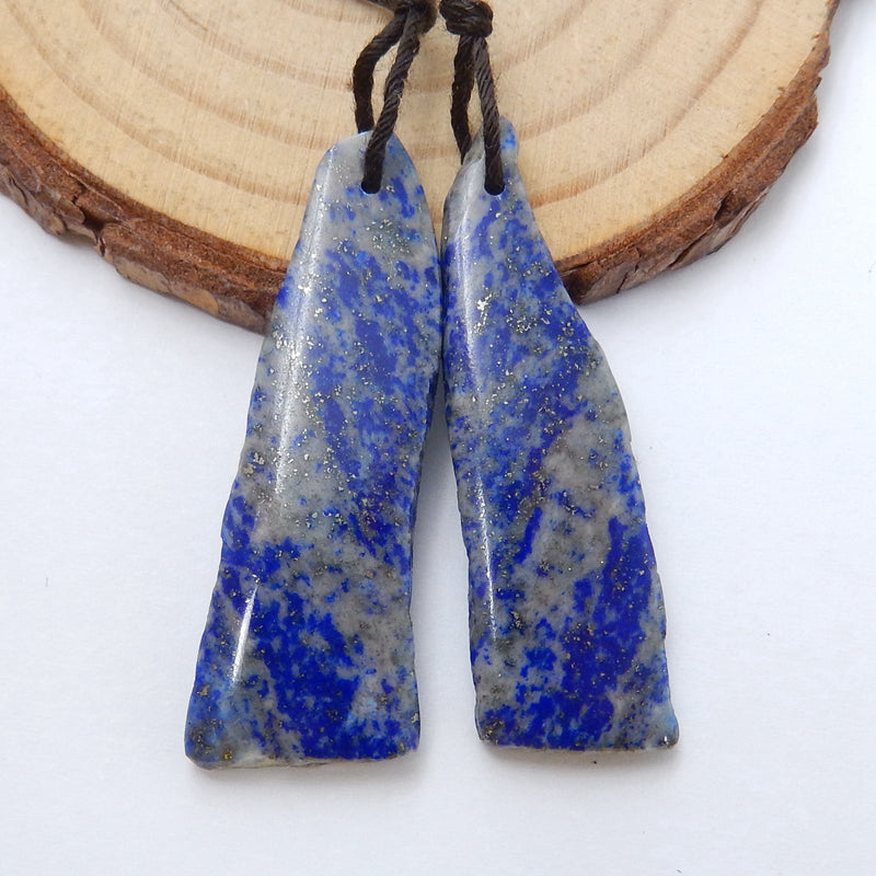 Nugget Lapis Lazuli Earrings Pair, stone for Earrings making, 41x14x4mm, 8.1g - MyGemGarden