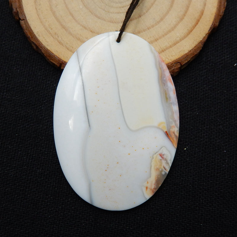 Natural Ocean Jasper Oval Gemstone Pendant Bead, 51x36x5mm, 15.7g - MyGemGarden
