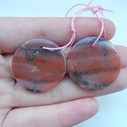 Natural Mookaite  Jasper Drilled Earrings Pair 26x5mm,11g - MyGemGarden