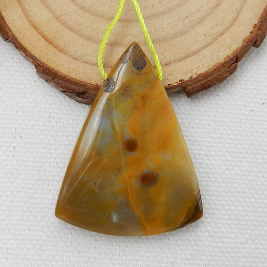 Natural Agate Drilled Gemstone Pendant Bead, 38x29x8mm, 10.8g - MyGemGarden