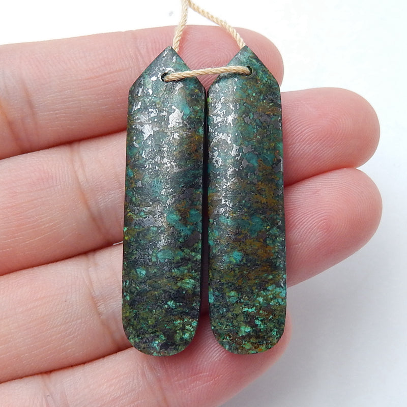 Natural African Turquoise Earrings Pair, stone for Earrings making, 42x10x5mm, 10.7g - MyGemGarden