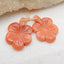 Red Aventurine Carved flower Earrings Stone Pair, stone for earrings making, 28x21x3mm, 5.5g - MyGemGarden