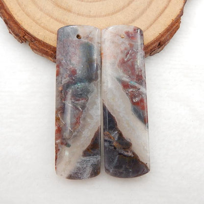 Rectangle Crazy Lace Agate Earrings Stone Pair, stone for earrings making, 45x13x4mm, 9.4g