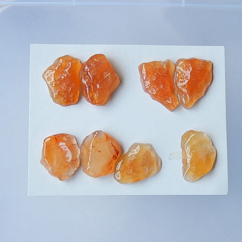 4 Pairs Nugget Red Agate Gemstone Natural Cabochon Pairs, 23x18x5mm,25x19x8mm,27.2g - MyGemGarden