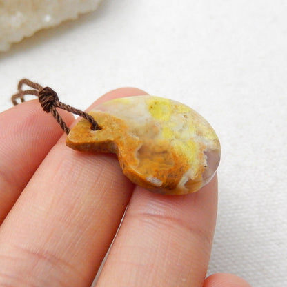 Perle pendentif en pierre gemme d'opale jaune, pierre naturelle, 25x19x4mm, 2.2g