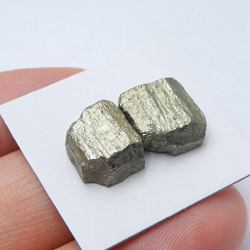 Natural Pyrite Gemstone Cabochon Pair, 11x10x5mm, 3.8g - MyGemGarden