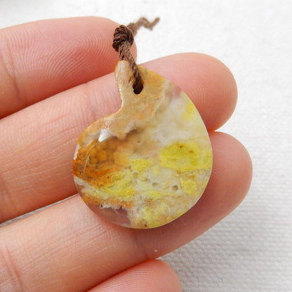 Natural Yellow Opal Pendant Bead 25x19x4mm, 2.2g