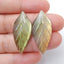 Hand Carved Natural Labradorite Leaf Gemstone Cabochon Pair, 30x13x4mm, 4.6g - MyGemGarden