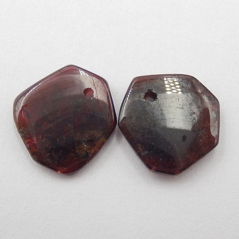 Garnet Irregular Earrings Stone Pair, stone for earrings making, 13x12x3mm, 2.4g
