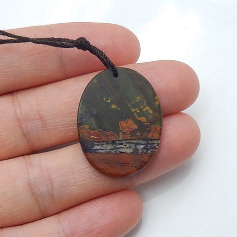 New design Multi-Color Picasso jasper Carved 3 women Oval Gemstone Pendant Bead, 26x20x3mm, 2.9g - MyGemGarden
