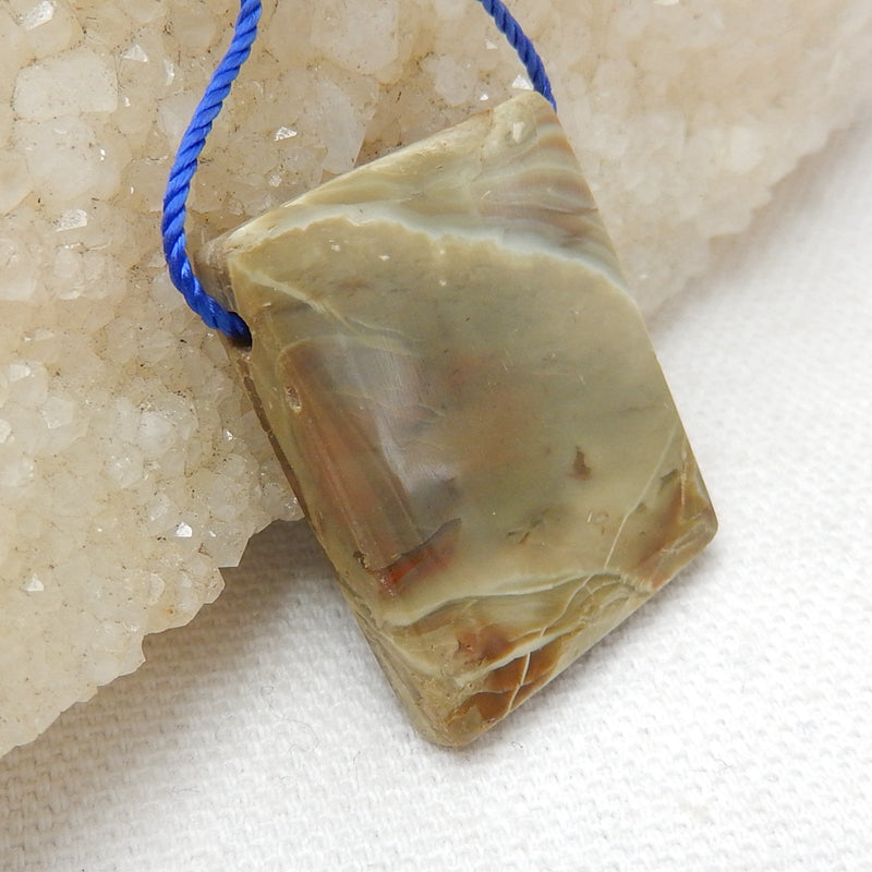 Natural Mushroom Jasper Rectangle Gemstone Pendant Bead, 28x23x6mm, 7.2g - MyGemGarden