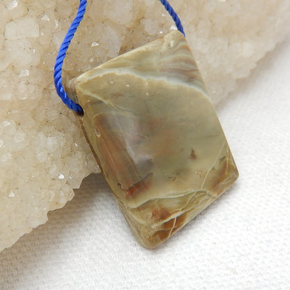 Natural Mushroom Jasper Rectangle Gemstone Pendant Bead, 28x23x6mm, 7.2g - MyGemGarden