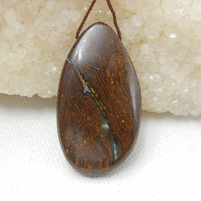 New, Natural Boulder opal Drilled Teardrop Gemstone Pendant Bead, 43x24x9mm, 14.6g - MyGemGarden