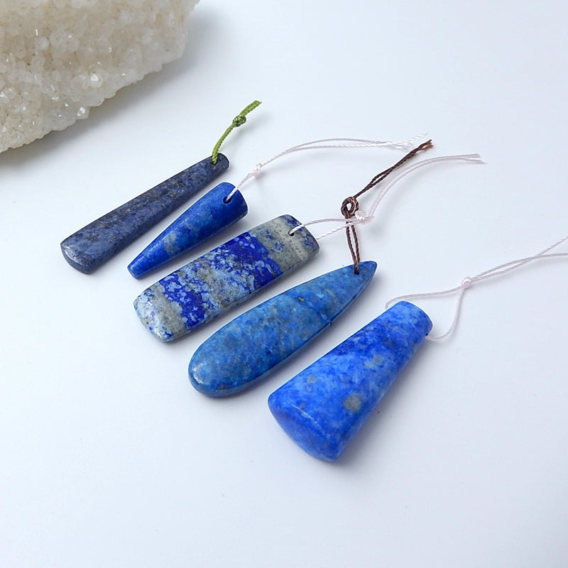 5 Pcs Natural Lapis Lazuli Pendant Beads - MyGemGarden