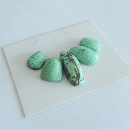 5PCS  Freeform Turquoise  Cabochon Pairs For Jewelry Making25x9x5mm,13x10x3mm 6.1g - MyGemGarden