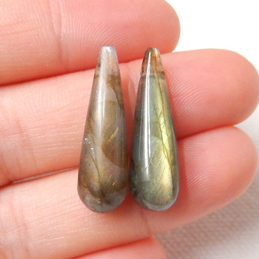 Labradorite Earrings Stone Pair, stone for earrings making, 24x8mm, 3.5g - MyGemGarden