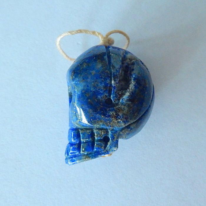 Natural Lapis Lazuli Carving Skull Pendant, 24x17x16mm, 10.3g - MyGemGarden