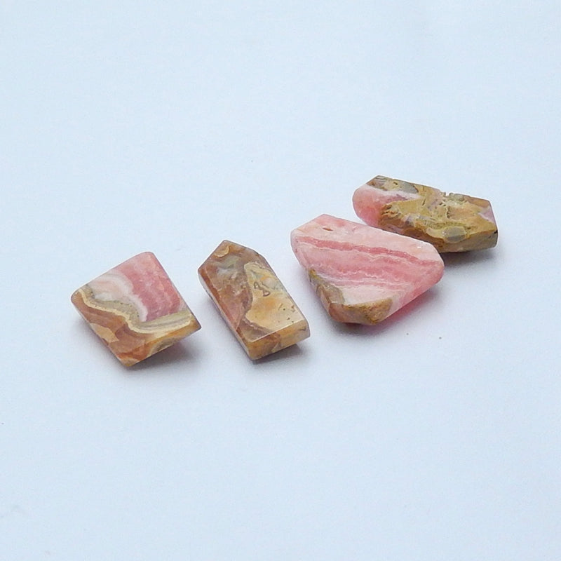 4 pcs Natural Argentina Rhodochrosite Gemstone Cabochons, 19x8x6mm, 19x19x5mm, 10.8g - MyGemGarden