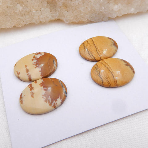 2 Pair Us Biggs Jasper Oval Gemstone Cabochon, 20x15x3mm, 7.1g