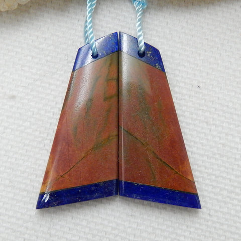 Multi-Color Picasso jasper and Lapis Lazuli Glued Gemstone Earrings Pair, 30x13x4mm, 5.3g - MyGemGarden