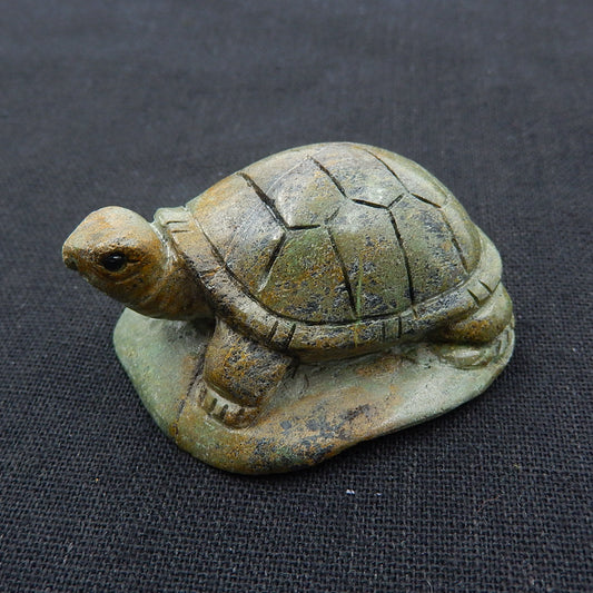 Turquoise Gemstone Turtle Carved Ornament, 51x42x25mm, 64.8g - MyGemGarden