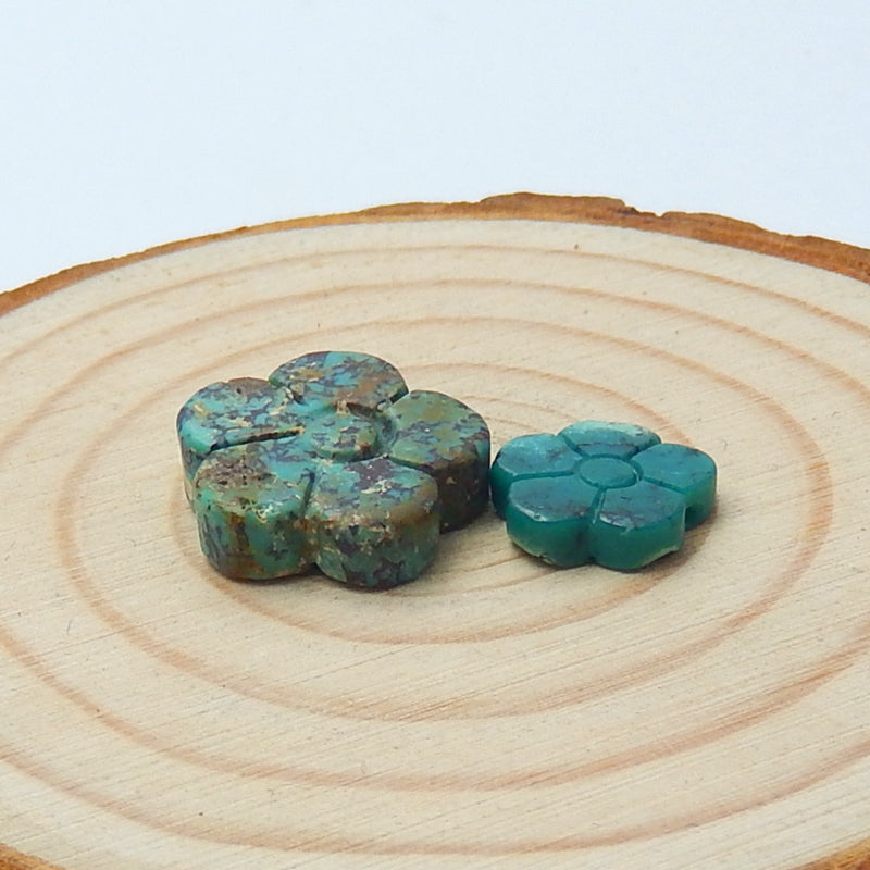 2pcs Natural Turquoise Gemstone Cabochons, 14x5mm, 10x2mm, 1.9g - MyGemGarden