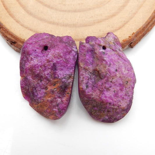 Nugget Purple Stone Earrings Stone Pair, stone for earrings making, 26x17x7mm, 6.9g