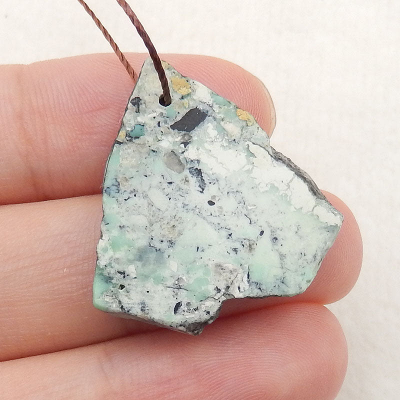 Natural Nugget Turquoise Drilled Pendant Stone, 25x24x3mm, 2.3g