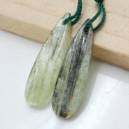 Natural Green Kyanite Teardrop Earrings Pair, stone for Earrings making, 28x8x2mm, 3.9g - MyGemGarden