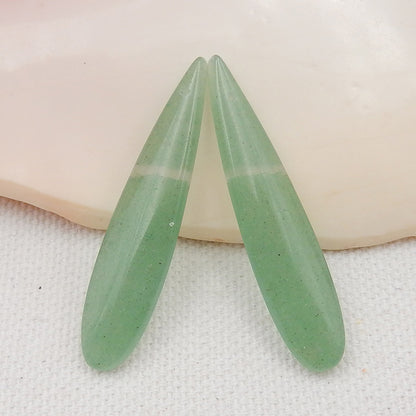 Green Aventurine Teardrop Earrings Stone Pair, stone for earrings making, 40x9x4mm, 4.5g - MyGemGarden