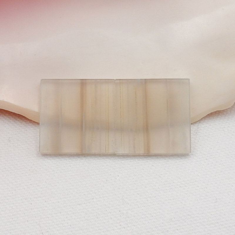 Natural Stripped Agate Banded Agate Square Gemstone Cabochon Pair, 23x23x3mm, 7.6g - MyGemGarden