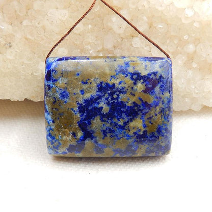 Natural Lapis Lazuli Drilled Gemstone Pendant Bead, 33x27x13mm, 22.6g - MyGemGarden