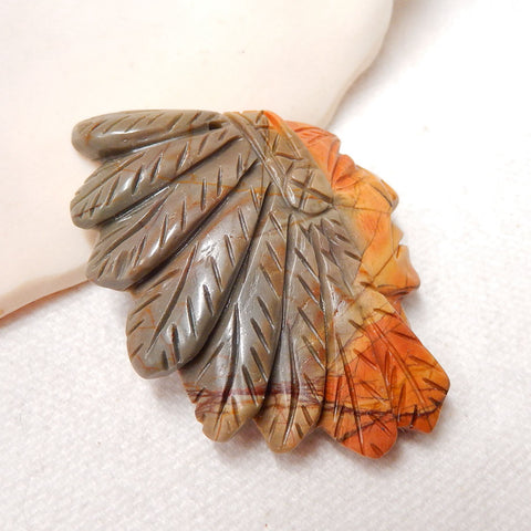 Carved Multi Color Picasso Jasper Gemstone Indian Head Pendant Bead, 47x35x8mm, 14.8g - MyGemGarden
