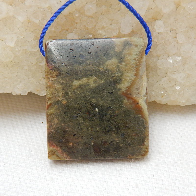 Natural Mushroom Jasper Rectangle Gemstone Pendant Bead, 28x23x6mm, 7.2g - MyGemGarden