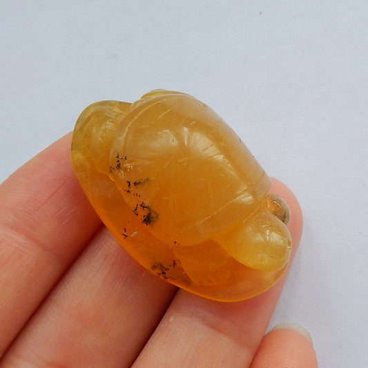 Natural Yellow Opal Gemstone Sea Turtle Carved Ornament, 35x21x16mm, 11.62g - MyGemGarden