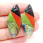 Labradorite, Red River Jasper, Obsidian, Serpentine Glued Earrings Stone Pair, 40x16x5mm, 8.9g