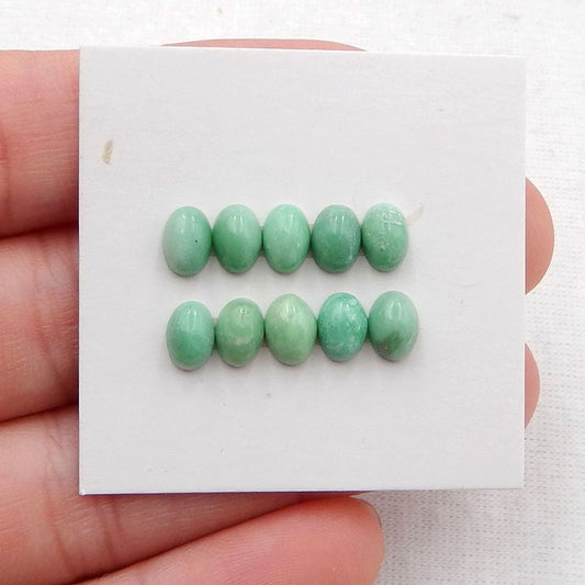 10 件天然椭圆形绿松石宝石凸圆形，6x4x3 毫米，1.7 克