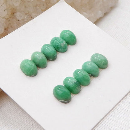 10 cabochons ovales naturels en turquoise verte, 6 x 4 x 3 mm, 1,7 g.